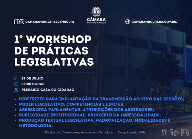Mucuri: Câmara promove 1º Workshop de práticas legislativa