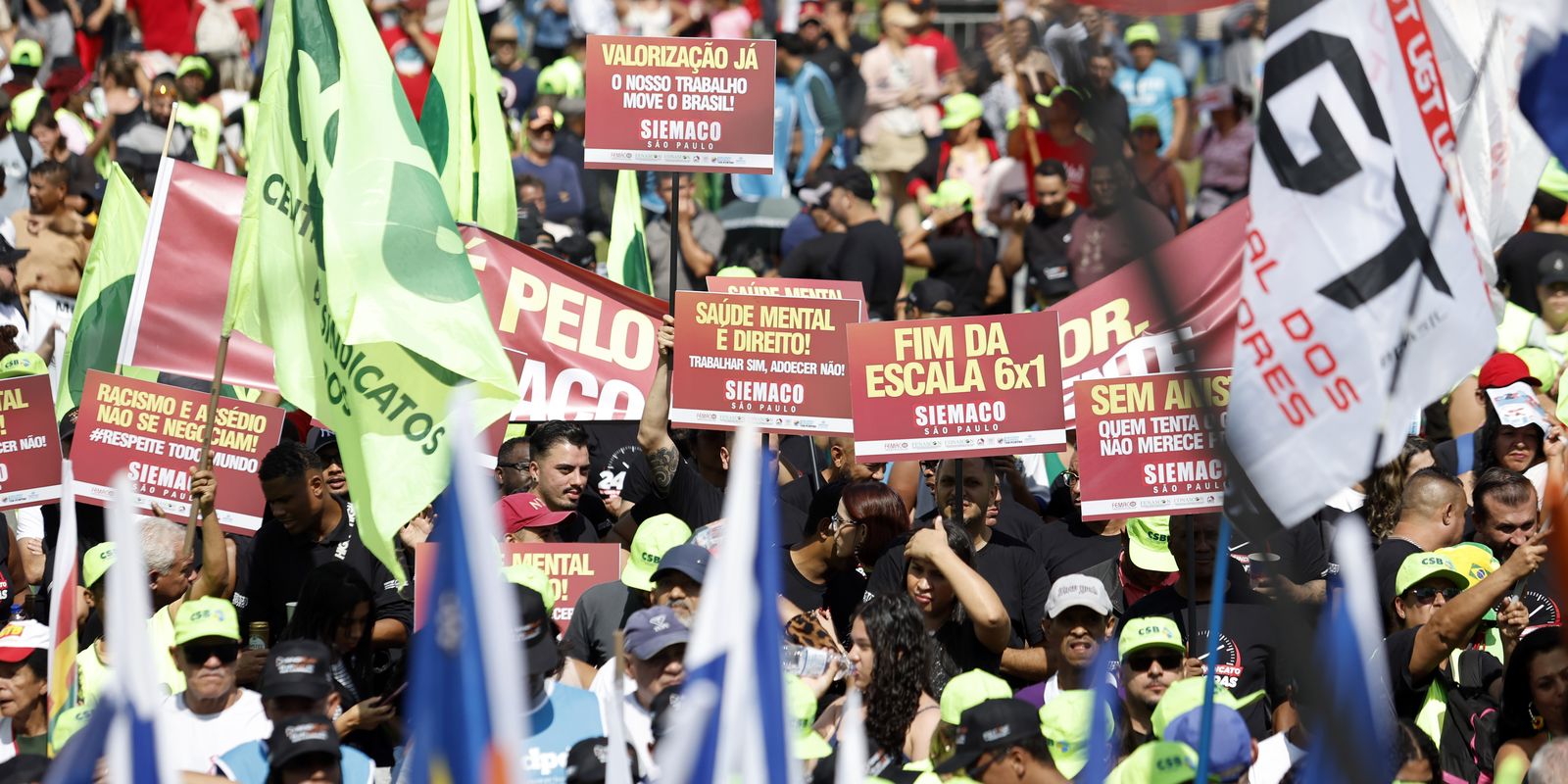 Ato em SP une centrais sindicais e governo pelo fim da escala 6×1