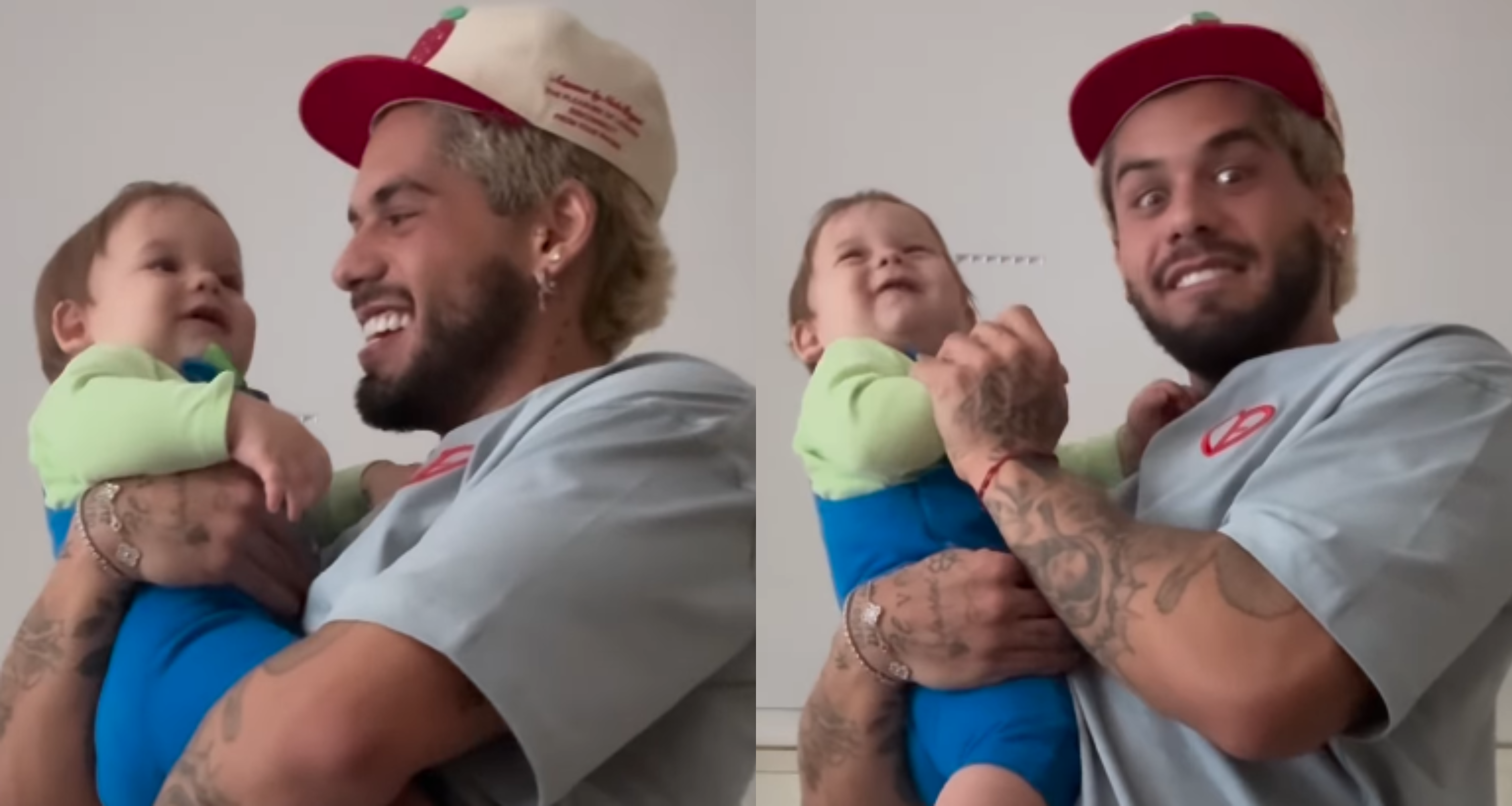 Em brincadeira com Zé Felipe, José Leonardo fala “papai” pela 1ª vez; veja