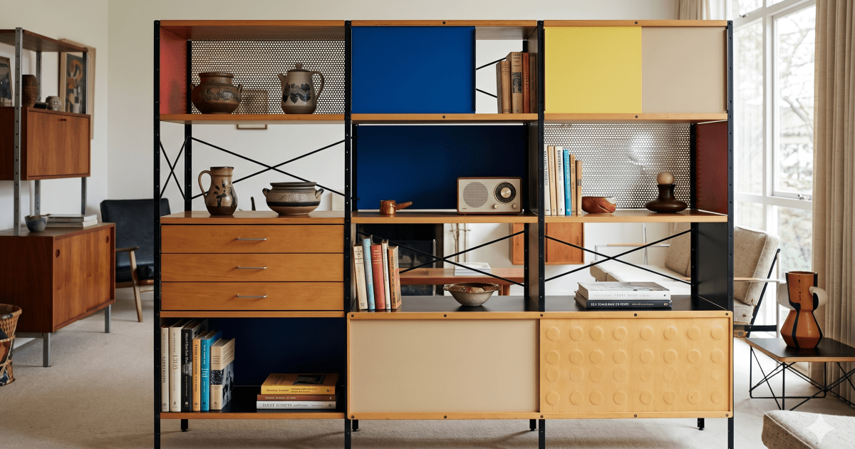 Estante Eames 1950: O ícone modular que revolucionou o mobiliário moderno